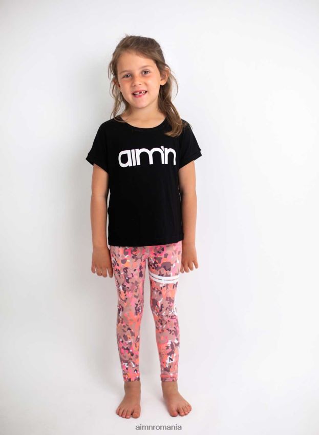 îmbrăcăminte AIM'N top negru mini rulat cu mâneci copii F22RH4887