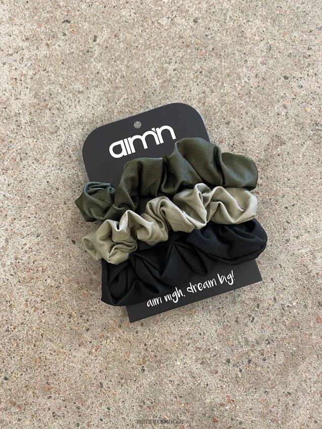 accesorii AIM'N Pachet de 3 scrunchie kaki/negru/măsline sălbatice femei F22RH4845
