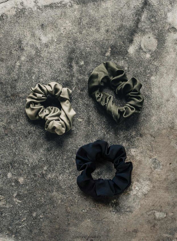 accesorii AIM'N Pachet de 3 scrunchie kaki/negru/măsline sălbatice femei F22RH4845