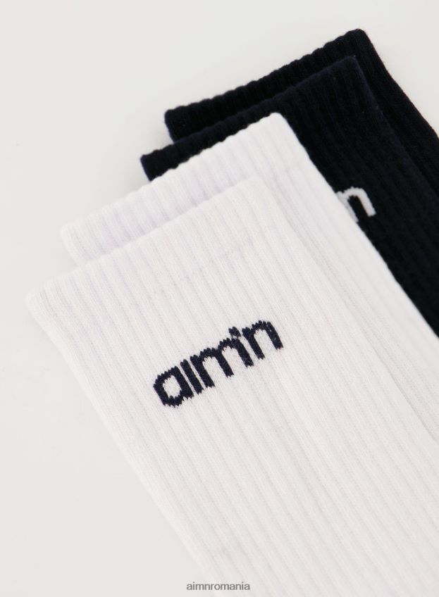 accesorii AIM'N șosete cu logo alb/bleumarin, pachet de 2 femei F22RH4796