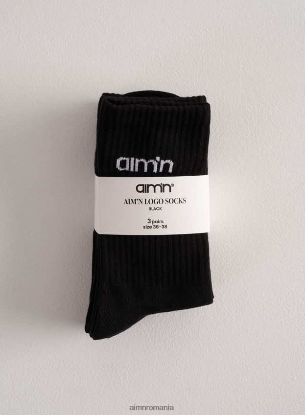 accesorii AIM'N șosete cu logo negru pachet de 3 femei F22RH4805