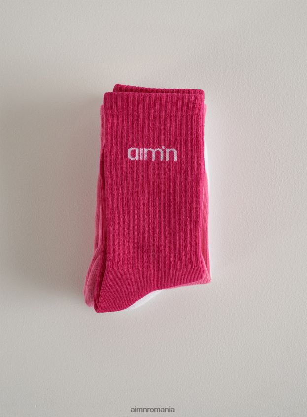accesorii AIM'N șosete cu logo roz pachet de 3 femei F22RH4764