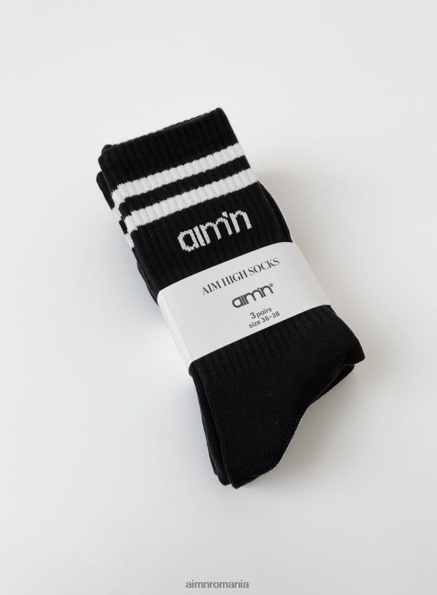 accesorii AIM'N șosete înalte Aim negre, pachet de 3 femei F22RH4767