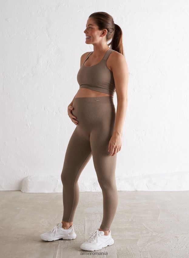 îmbrăcăminte AIM'N dres de maternitate espresso cu nervuri fără cusături femei F22RH463