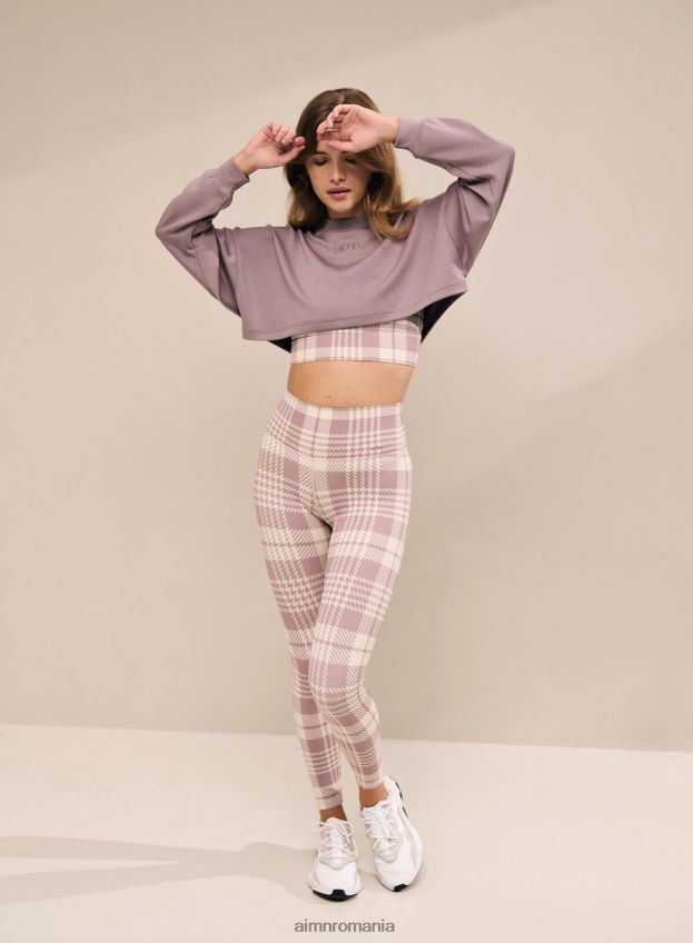 îmbrăcăminte AIM'N dresuri în carouri violet praf femei F22RH4116