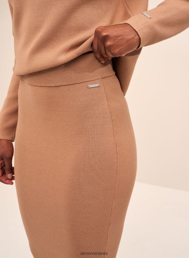 îmbrăcăminte AIM'N fustă din tricot perfect camel femei F22RH4635