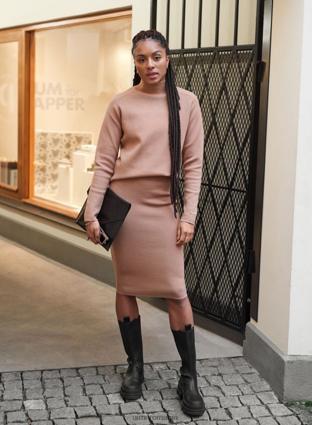 îmbrăcăminte AIM'N fustă din tricot perfect camel femei F22RH4635