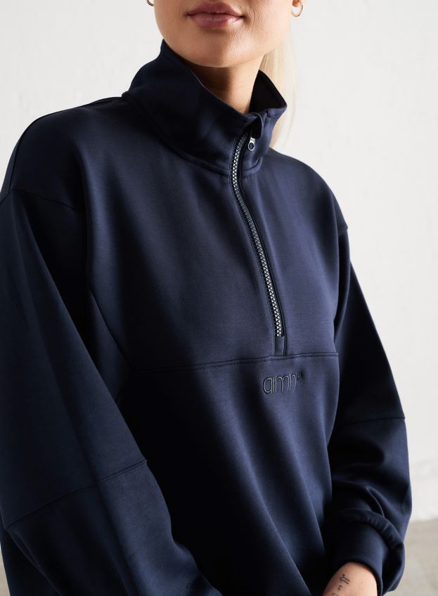 îmbrăcăminte AIM'N jumatate fermoar confortabil bleumarin femei F22RH4456