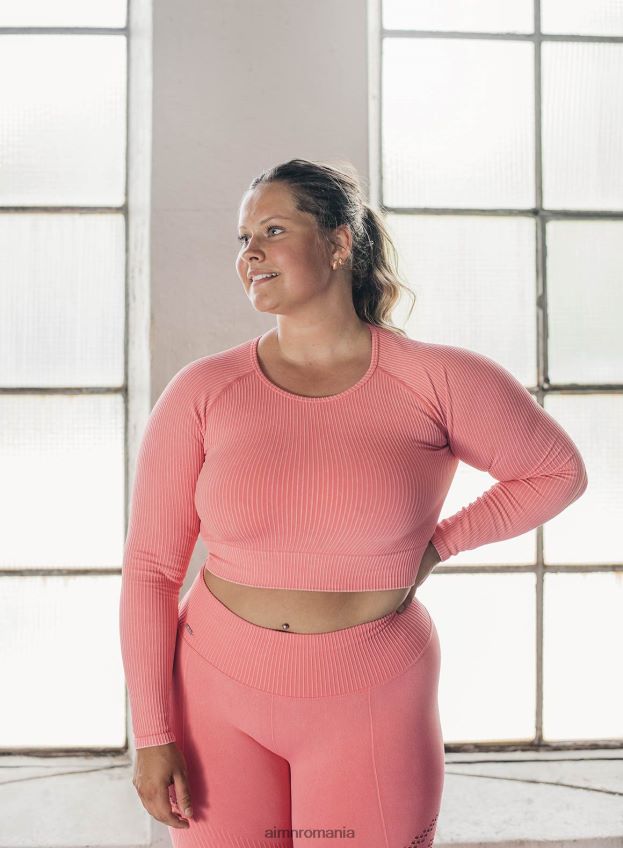 îmbrăcăminte AIM'N bubblegum spălat striate crop mânecă lungă femei F22RH4450