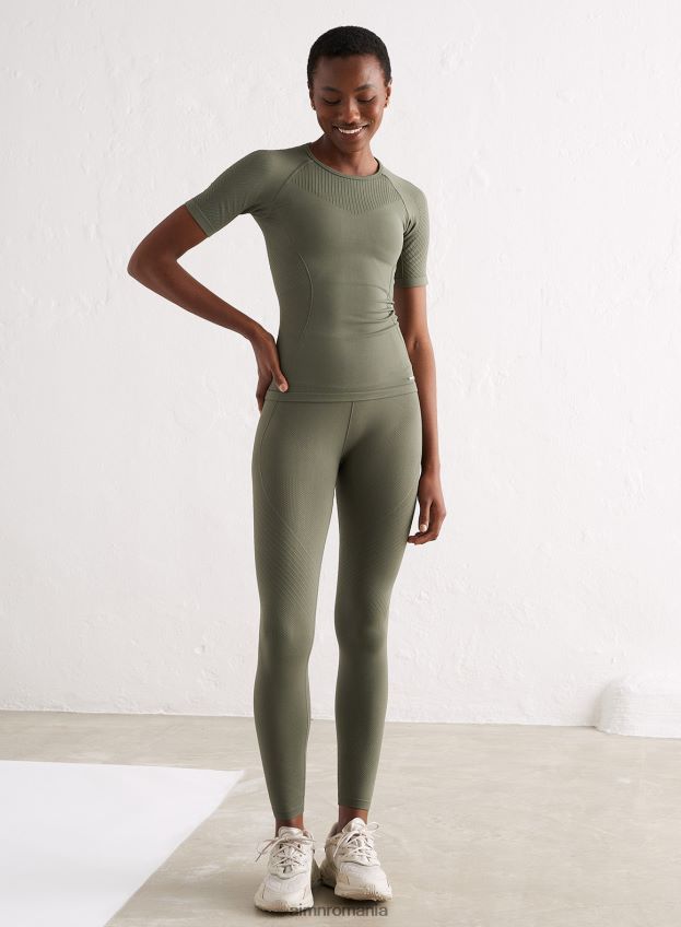 îmbrăcăminte AIM'N mânecă scurtă fără cusături olive motion femei F22RH4385