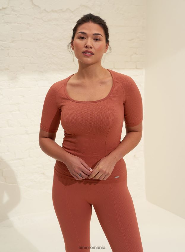 îmbrăcăminte AIM'N mânecă scurtă fără cusături rouge luxe femei F22RH4442