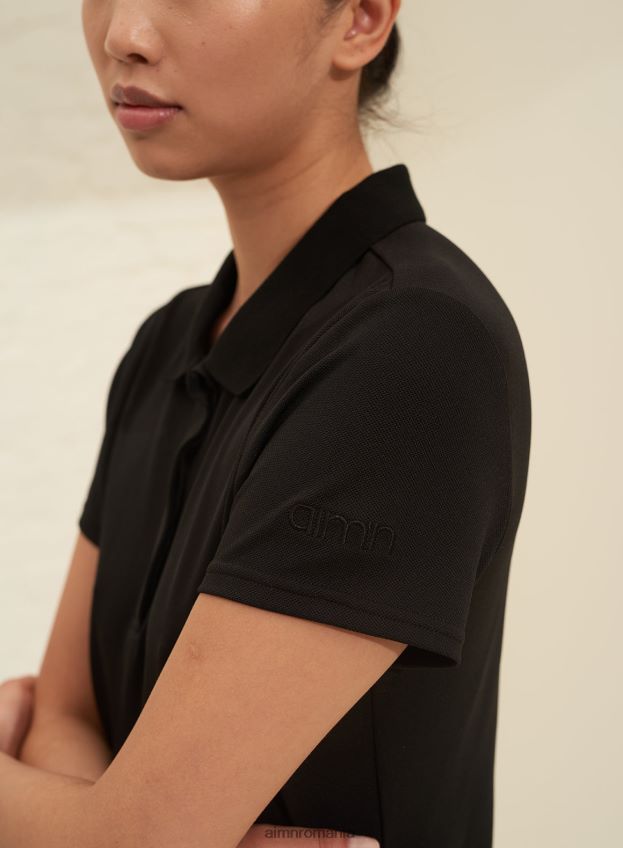îmbrăcăminte AIM'N polo clasic negru femei F22RH4406