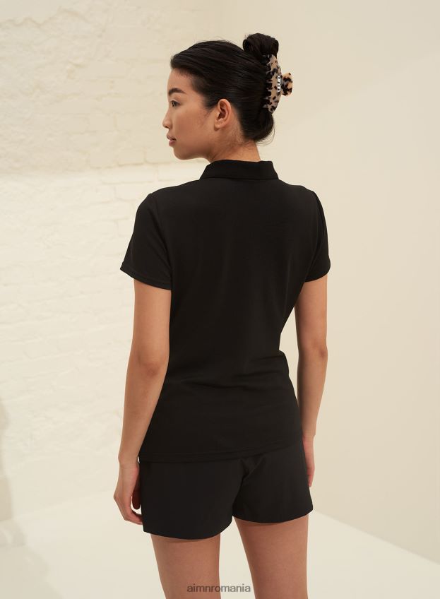 îmbrăcăminte AIM'N polo clasic negru femei F22RH4406