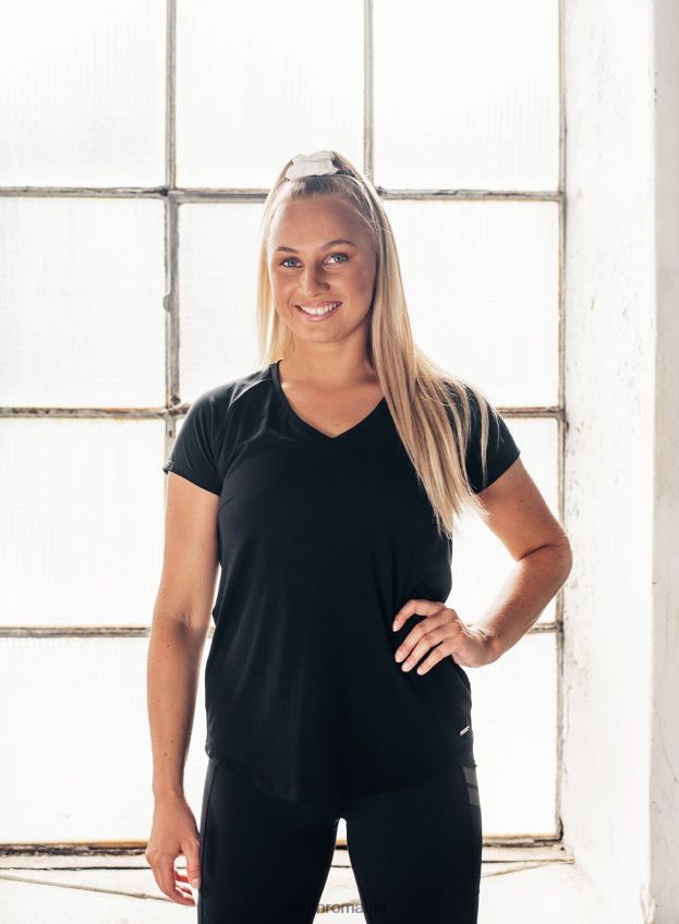 îmbrăcăminte AIM'N tricou negru toată ziua cu decolteu în V femei F22RH4433
