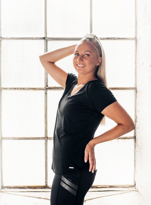 îmbrăcăminte AIM'N tricou negru toată ziua cu decolteu în V femei F22RH4433
