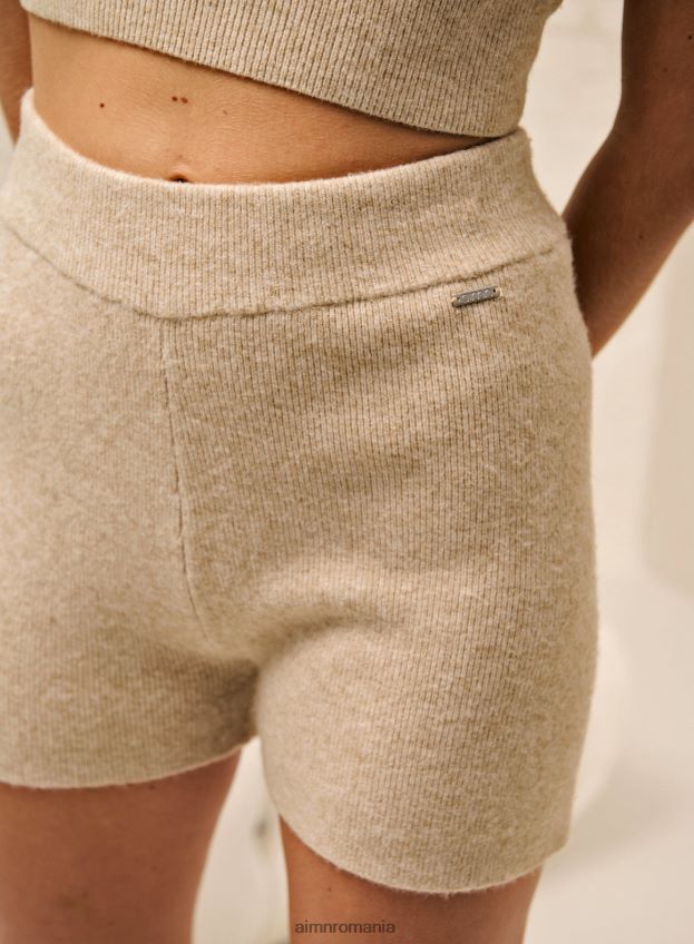 îmbrăcăminte AIM'N pantaloni scurți bej din tricot moale femei F22RH4565