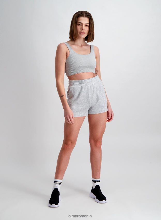 îmbrăcăminte AIM'N pantaloni scurți comozi gri deschis melange femei F22RH4569