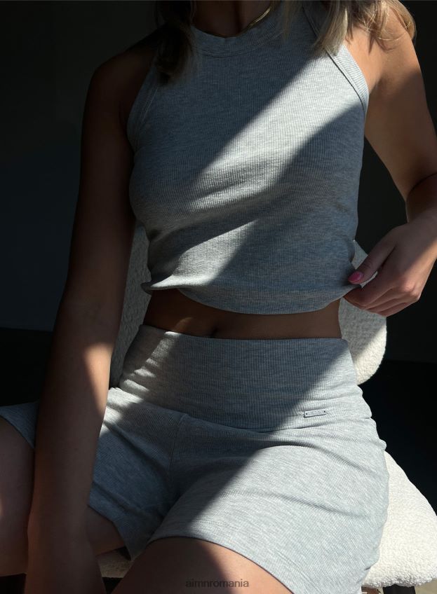îmbrăcăminte AIM'N pantaloni scurți cu nervuri gri melange femei F22RH4479