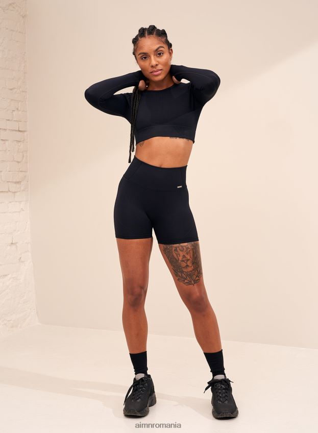 îmbrăcăminte AIM'N pantaloni scurți midi black motion fără cusături femei F22RH4523