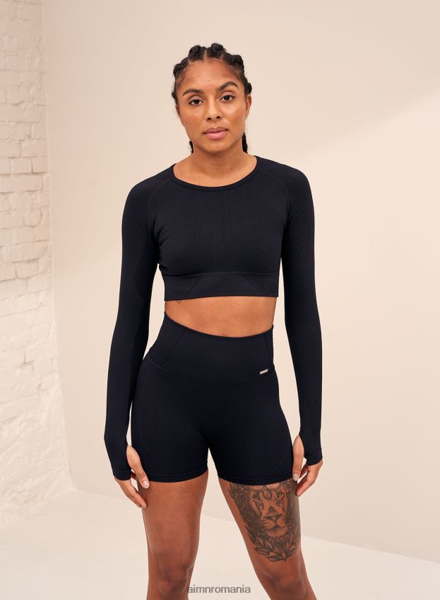îmbrăcăminte AIM'N pantaloni scurți midi black motion fără cusături femei F22RH4523