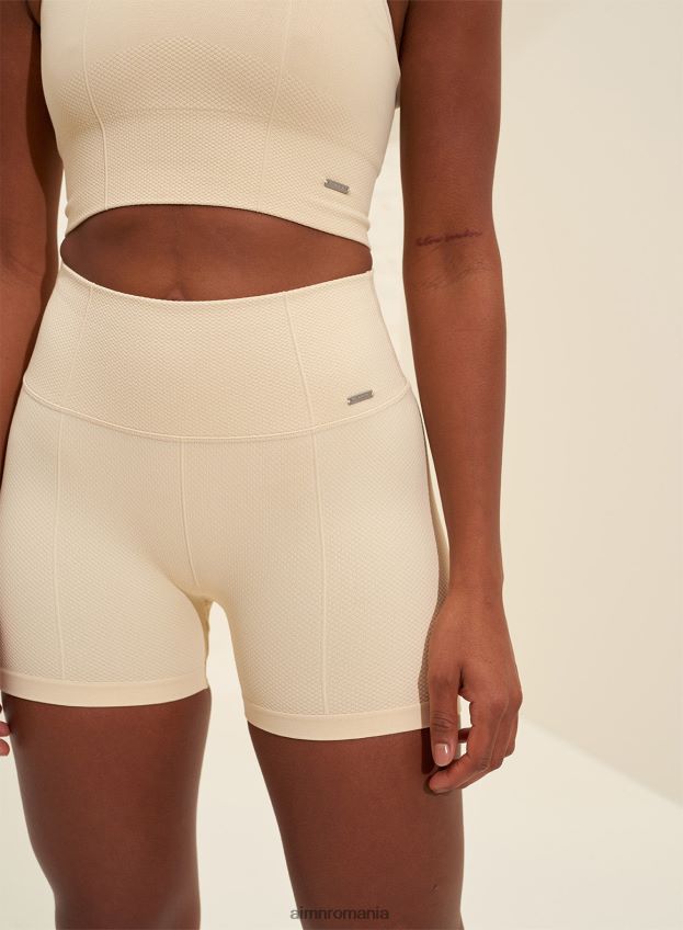 îmbrăcăminte AIM'N pantaloni scurți midi de lux alb ovăz fără cusături femei F22RH4540