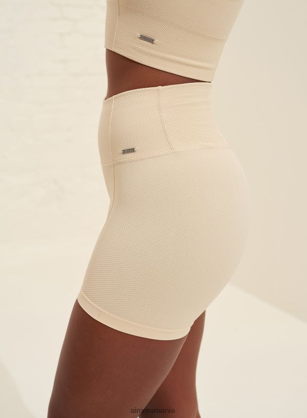 îmbrăcăminte AIM'N pantaloni scurți midi de lux alb ovăz fără cusături femei F22RH4540