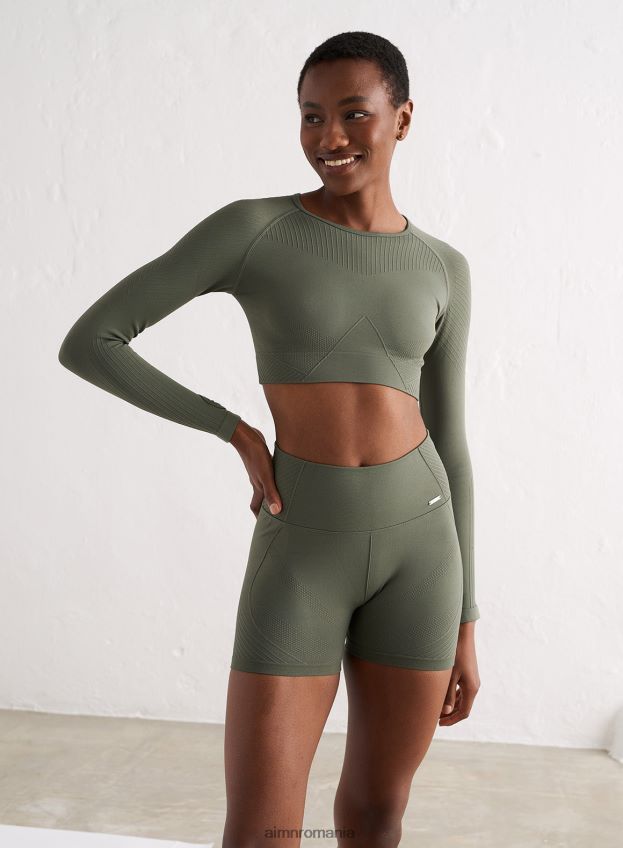 îmbrăcăminte AIM'N pantaloni scurți midi olive motion fără cusături femei F22RH4478