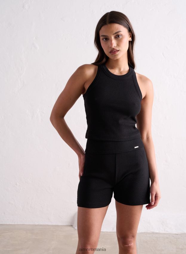 îmbrăcăminte AIM'N pantaloni scurți negri ease cu nervuri femei F22RH4465