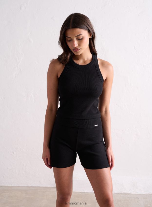 îmbrăcăminte AIM'N pantaloni scurți negri ease cu nervuri femei F22RH4465