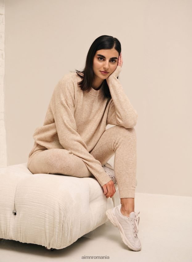 îmbrăcăminte AIM'N pantaloni bej din tricot moale femei F22RH4711