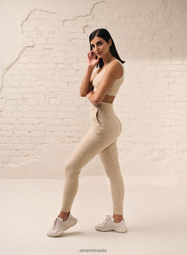 îmbrăcăminte AIM'N pantaloni bej din tricot moale femei F22RH4711