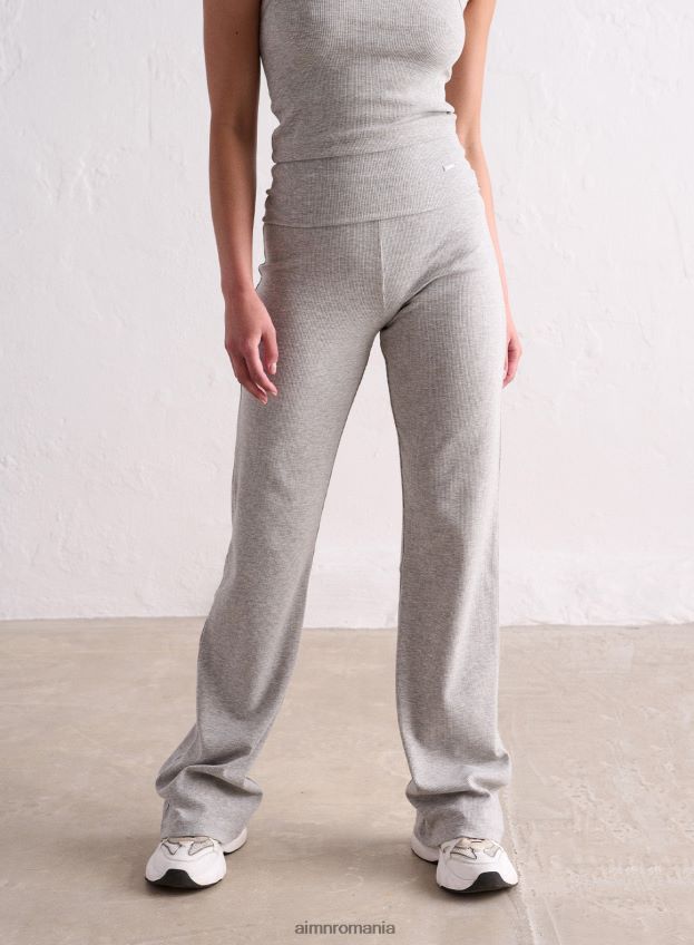 îmbrăcăminte AIM'N pantaloni cu coaste gri melange femei F22RH4695