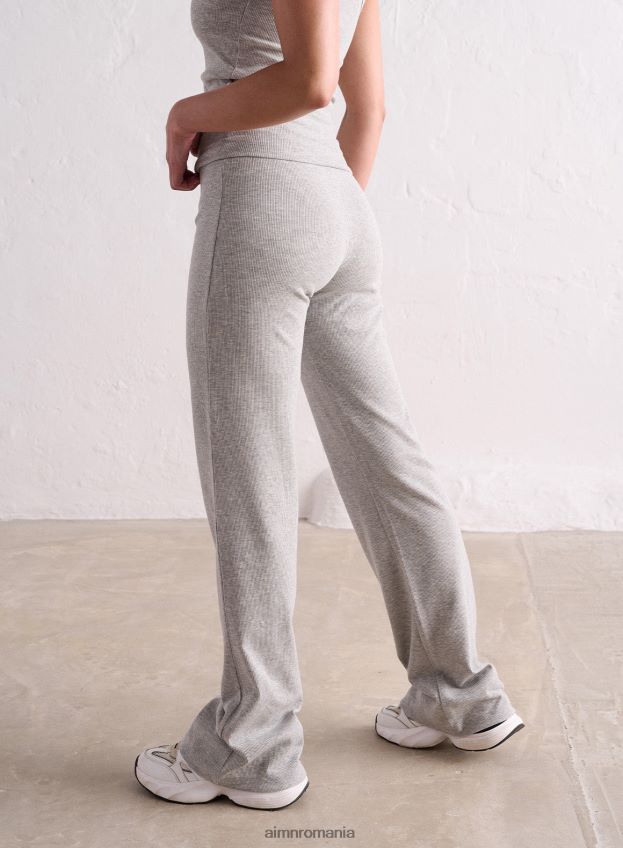 îmbrăcăminte AIM'N pantaloni cu coaste gri melange femei F22RH4695