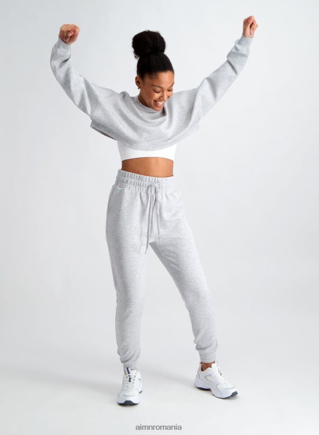 îmbrăcăminte AIM'N pantaloni de trening comozi gri deschis melange femei F22RH4655
