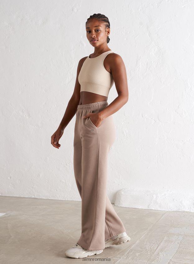 îmbrăcăminte AIM'N pantaloni de trening cu ajustare dreaptă espresso femei F22RH4673