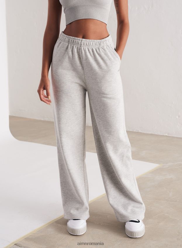 îmbrăcăminte AIM'N pantaloni de trening cu croi drepte, gri deschis, melange femei F22RH4660