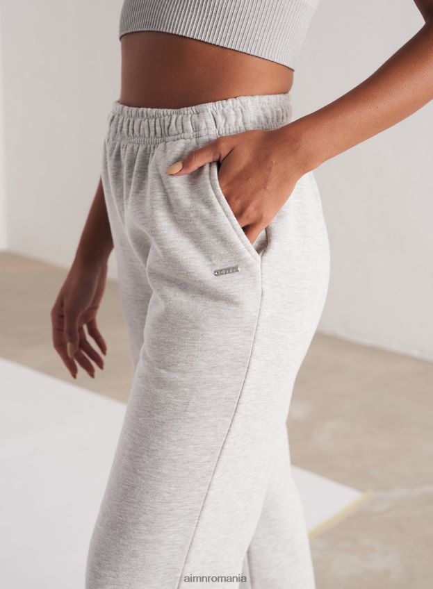 îmbrăcăminte AIM'N pantaloni de trening cu croi drepte, gri deschis, melange femei F22RH4660