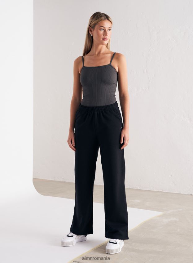 îmbrăcăminte AIM'N pantaloni de trening cu logo negru, drepte femei F22RH4671
