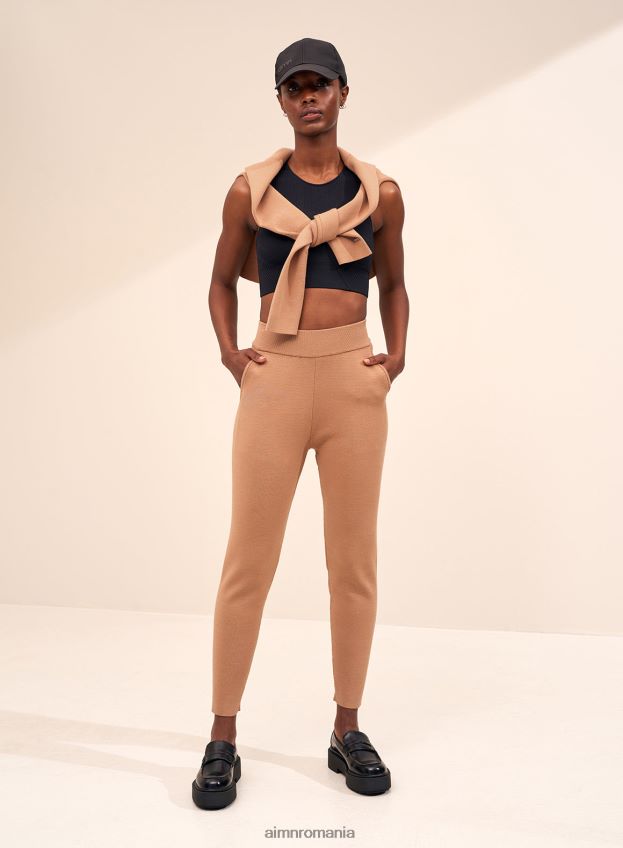 îmbrăcăminte AIM'N pantaloni din tricot perfect camel femei F22RH4713