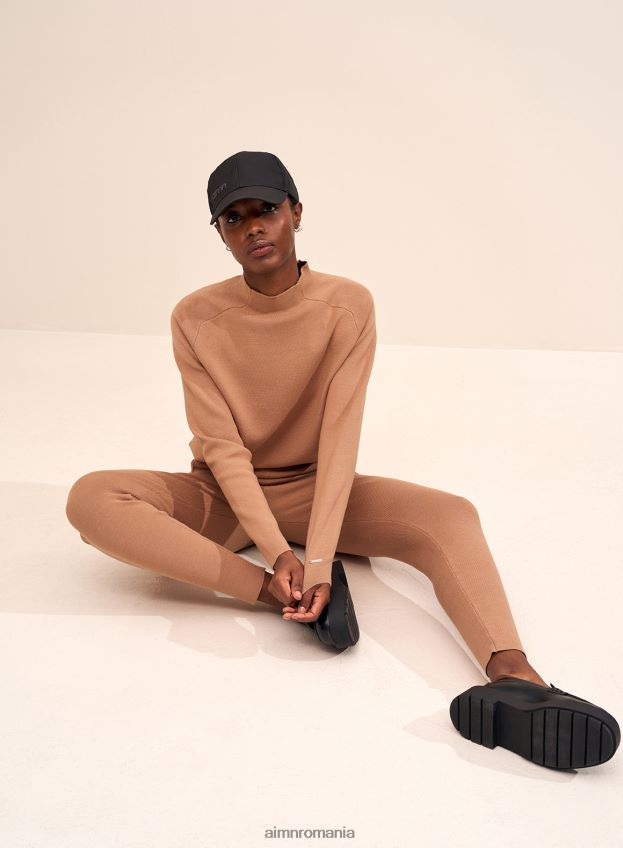 îmbrăcăminte AIM'N pantaloni din tricot perfect camel femei F22RH4713