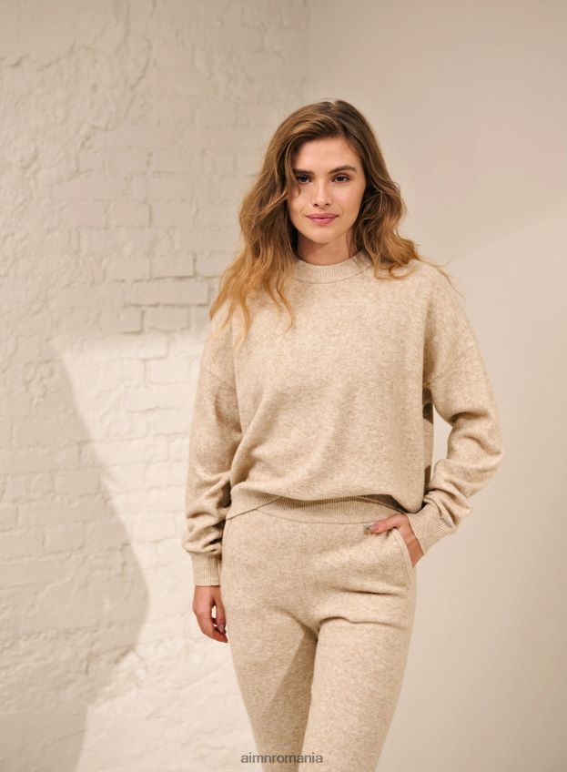 îmbrăcăminte AIM'N pulover din tricot moale bej femei F22RH4405