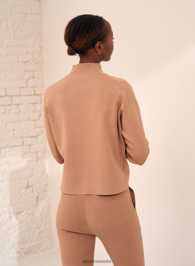 îmbrăcăminte AIM'N pulover din tricot perfect camel femei F22RH4428