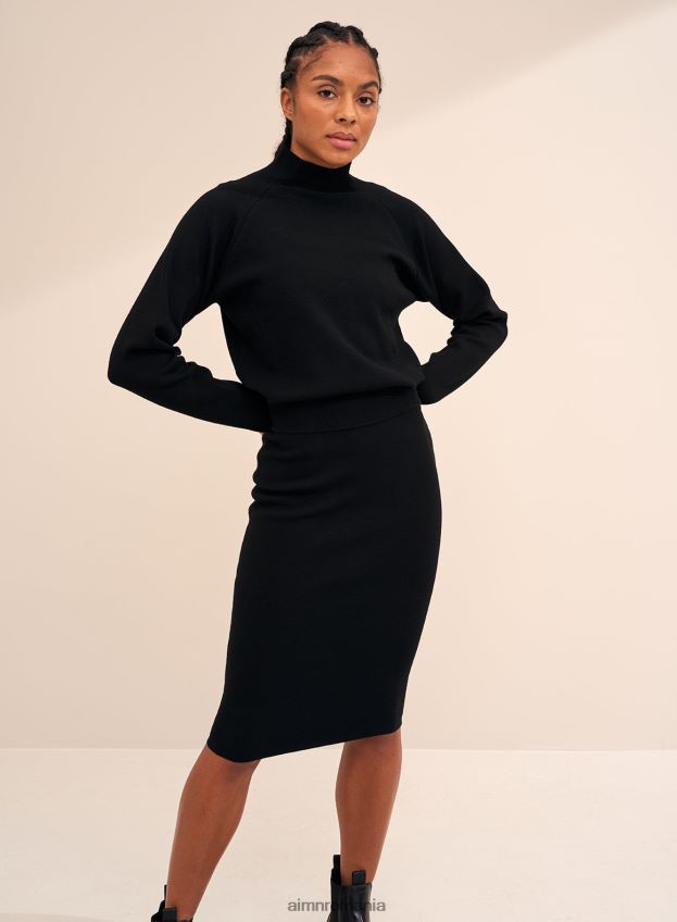 îmbrăcăminte AIM'N pulover negru din tricot perfect femei F22RH4435