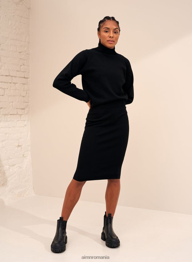 îmbrăcăminte AIM'N pulover negru din tricot perfect femei F22RH4435