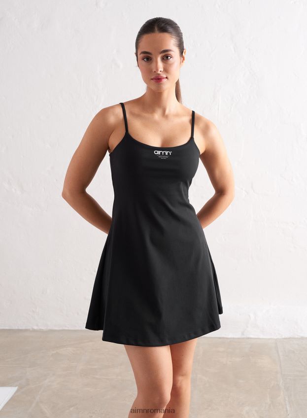 îmbrăcăminte AIM'N rochie neagră cu bretele moi femei F22RH4596