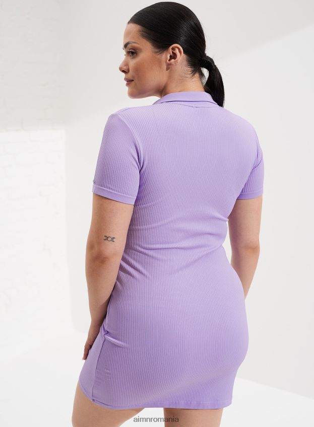 îmbrăcăminte AIM'N rochie polo fără cusături cu nervuri lavande femei F22RH4591