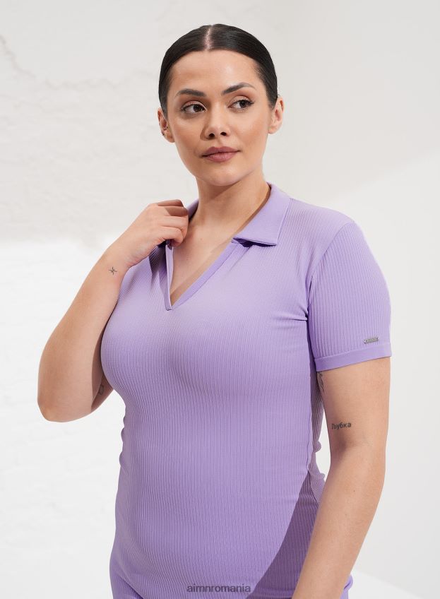 îmbrăcăminte AIM'N rochie polo fără cusături cu nervuri lavande femei F22RH4591