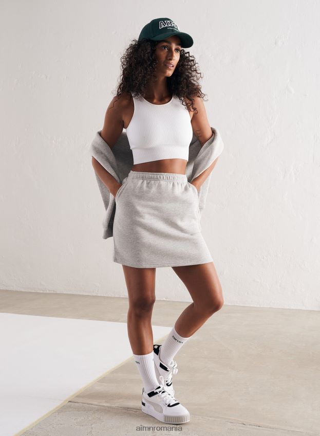 îmbrăcăminte AIM'N Crop top fără cusături cu nervuri albe femei F22RH4150