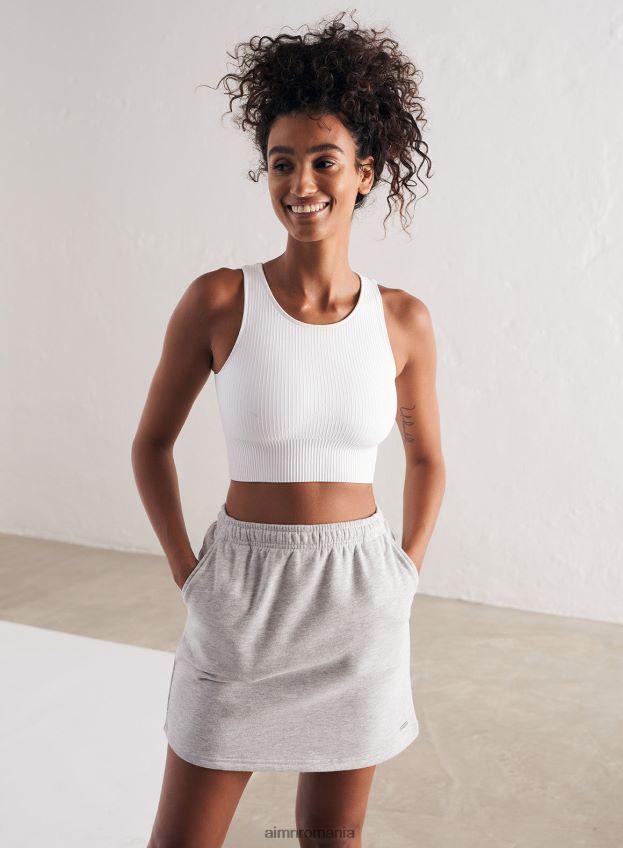îmbrăcăminte AIM'N Crop top fără cusături cu nervuri albe femei F22RH4150