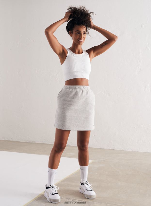 îmbrăcăminte AIM'N Crop top fără cusături cu nervuri albe femei F22RH4150